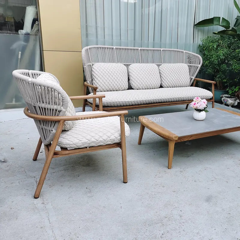 Holdbart teak reb udendørs sofa