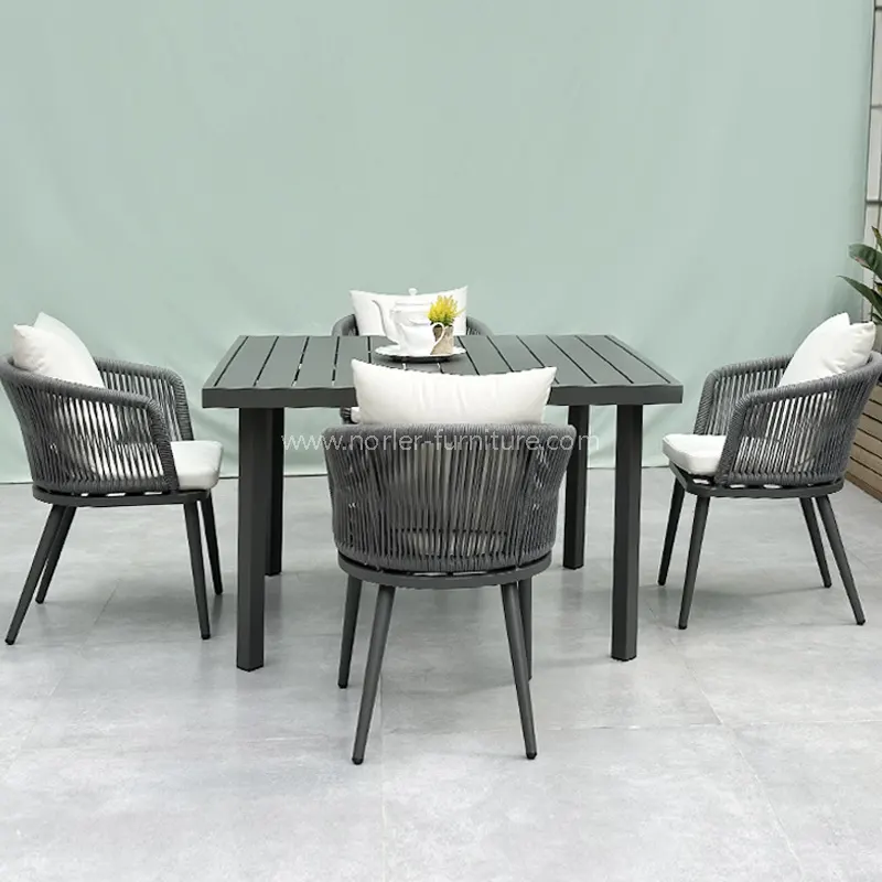 Mode udendørs aluminium reb spisestue