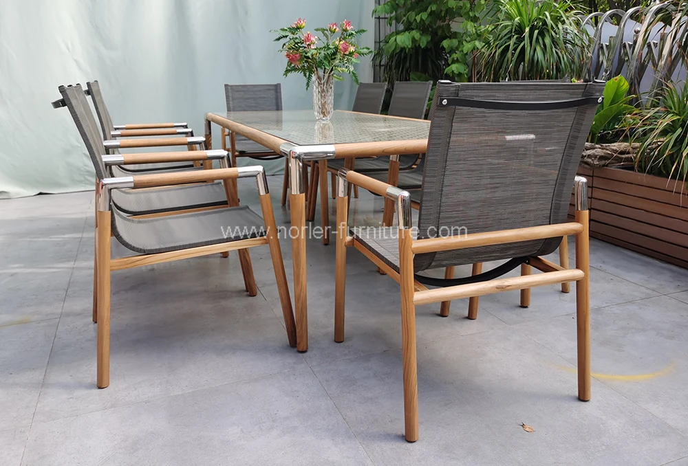 Modern Outdoor Aluminum Textilene Mesh Dining Set