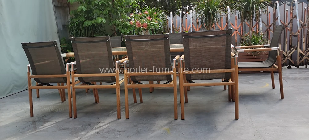 Modern Outdoor Aluminum Textilene Mesh Dining Set