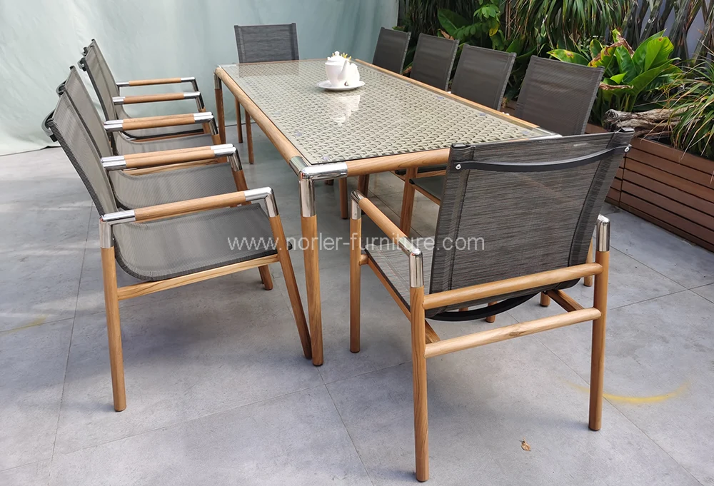 Modern Outdoor Aluminum Textilene Mesh Dining Set