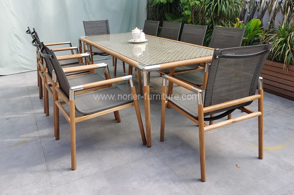 Modern Outdoor Aluminum Textilene Mesh Dining Set