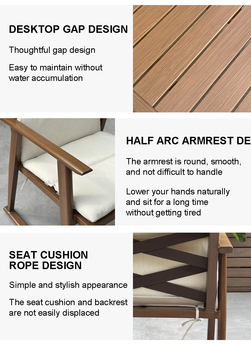 Outdoor Aluminum Frame Rope Dining Table and Chairs
