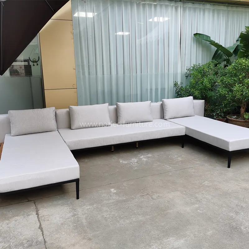 Fritidsaluminiumsramme teak træbase udendørs sofa