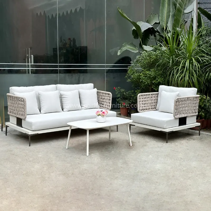 Moderne åndbart design udendørs reb sofa