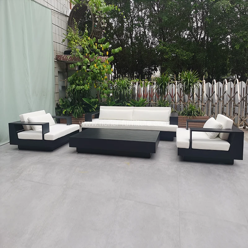 Moderne minimalistisk sort aluminiumsramme udendørs sofa