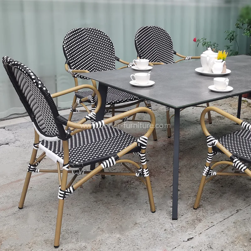 Moderne vandtæt holdbar aluminium Pe Rattan spisestue